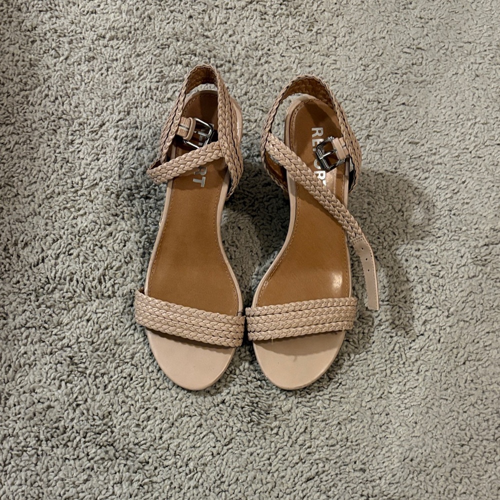 Report Beige Braided Ankle-Strap Sandals